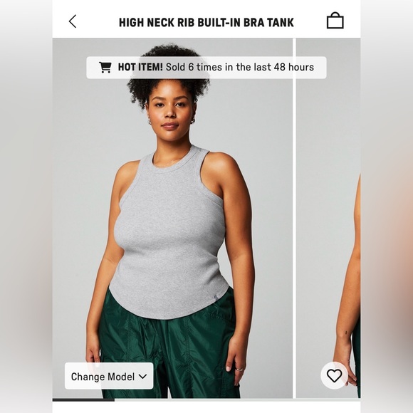 Fabletics High Neck Red Ribbed Tank Top - Picture 6 of 6